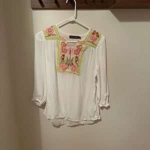 Anthropologie Antik Batik embroidered boho blouse medium